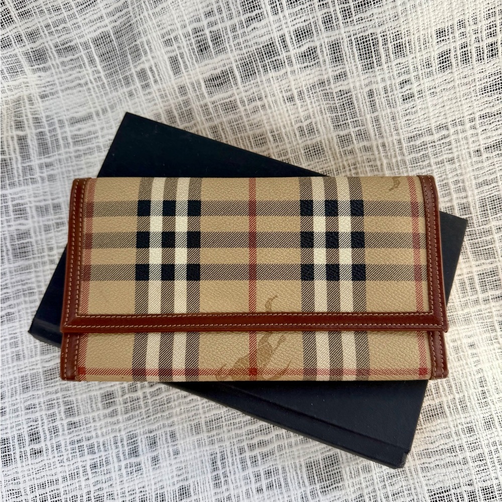 Authentic Burberry Nova Check Long Wallet Vintage Burberry Checkbook Holder